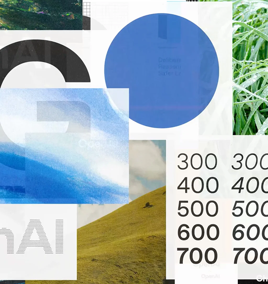 A collage showing landscape photography, blue gradient circles, and a 300-700 weight scale.